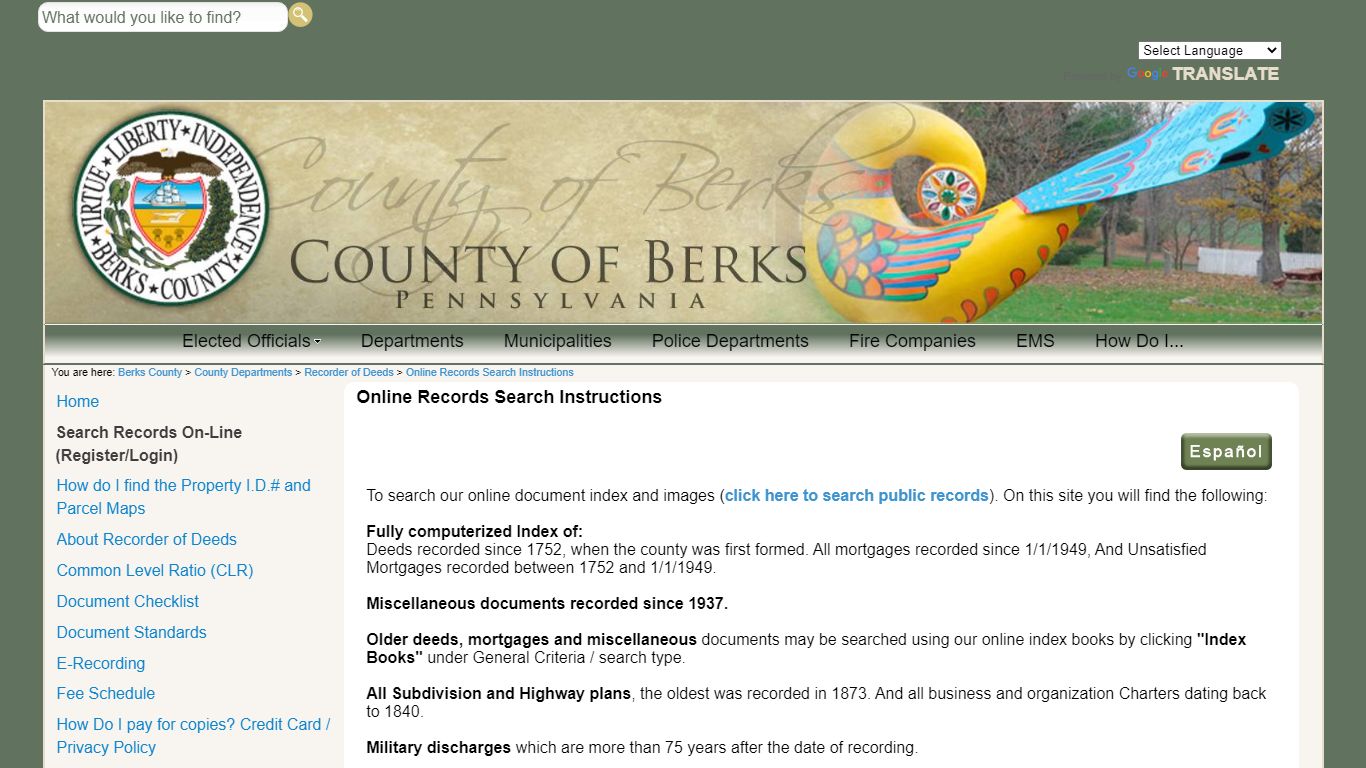 Online Records Search Instructions - County of Berks Home